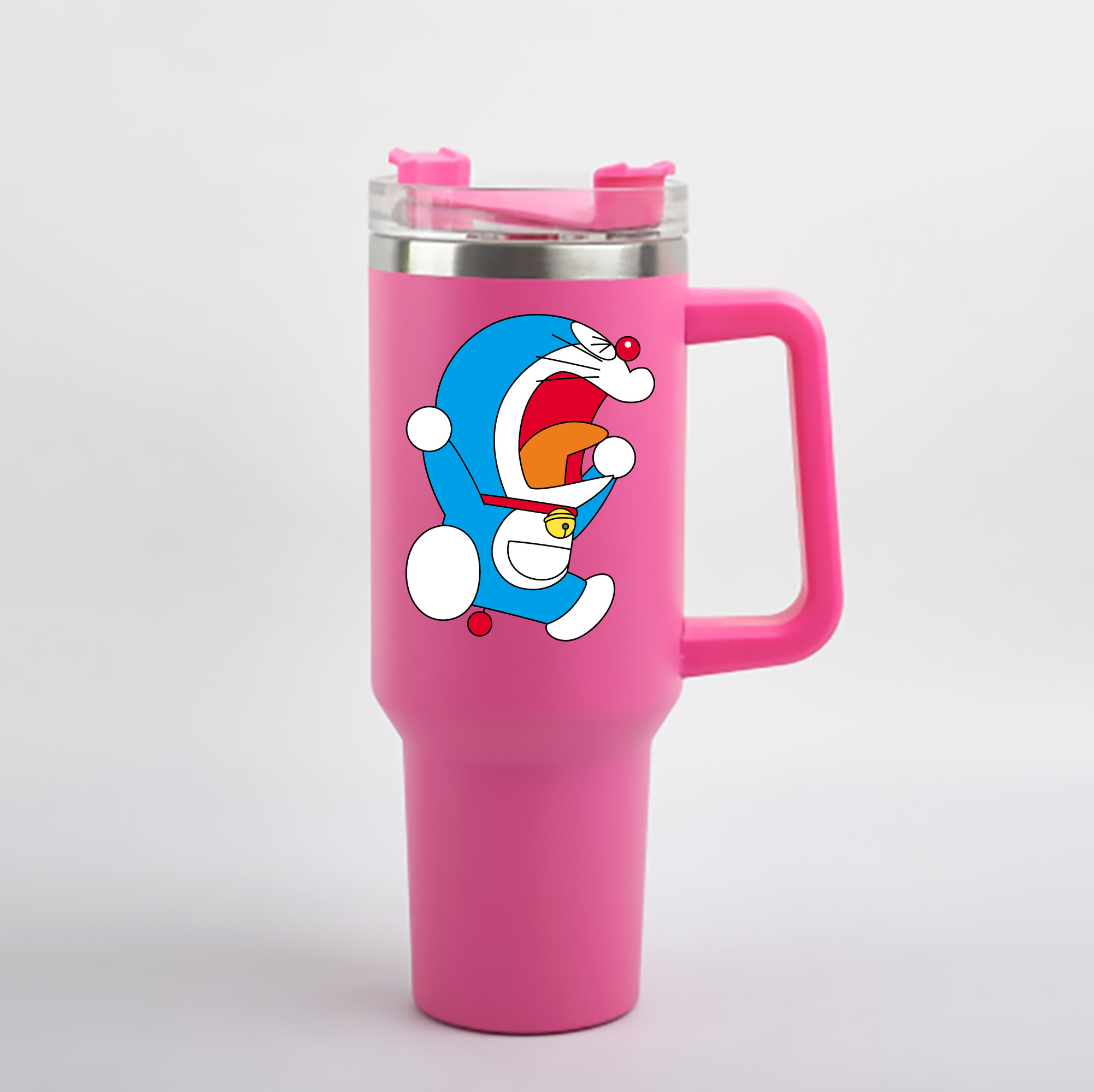 （画像用） ドラえもん Doraemon 1200mL車用タンブラー - クリスタルステッカー（プラスチックストロー付き）